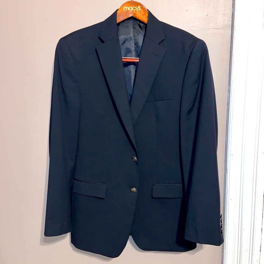 Michael Kors 2 Button Navy Sport Coat Blazer 38R | Premium Buttons Wool Blend